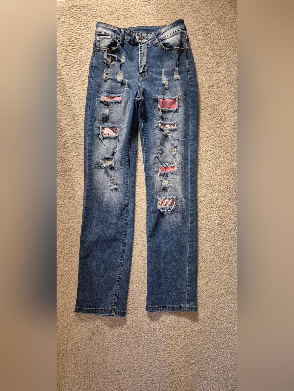Jeans With Pink Patches